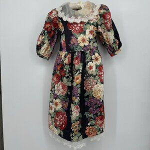 vintage anne savoy floral full dress girls sz 12
